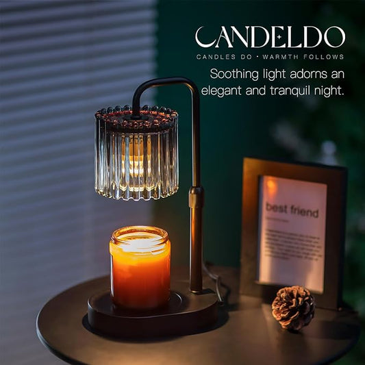 Candeldo Candle Warmer Lamp with Timer: Black Candle Warming Lamp Height Adjustable Wax Melt Warmer Dimmable Modern Farmhouse New Home Bedroom Decor Mothers Day Housewarming Gift for Women