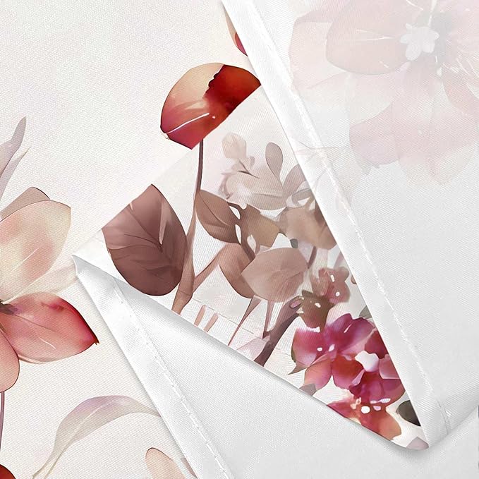 Red Floral Shower Curtain, Red Lavender Floral Butterfly Boho Shower Curtains for Bathroom, Farmhous Flower Cute Fabric Shower Curtain Set with 12PCS Hooks, 36X70IN