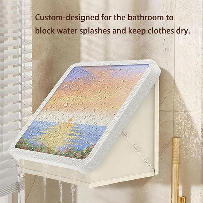 Bathroom Mural Storage Cabinet, 15 * 15in Waterproof Foldable Organizer, No Drill Wall Mounted Shelves with Hooks, Space Saving Decorative Storage Box for Shower, Laundry, Dorm (A)