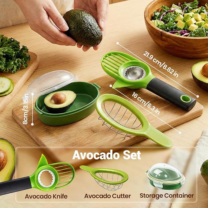 3-in-1 Avocado Slicer, 2026 New Avocado Pitter, Multifunctional Avocado Tool for Kitchen Helper, Ergonomic Avocado Cutter for Salads, Non-Slip Handle Avocado Slicer for Home Cooking (2pcs)