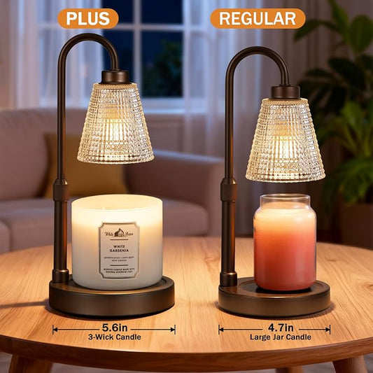 Big Brown Candle Warmer Lamp with Timer, Dimmable Candle Warmer for Home Decor, Height Adjustable Candle Lamp for Jar Candles, Birthday Gifts for Women Mom, House Warming Gifts New Home