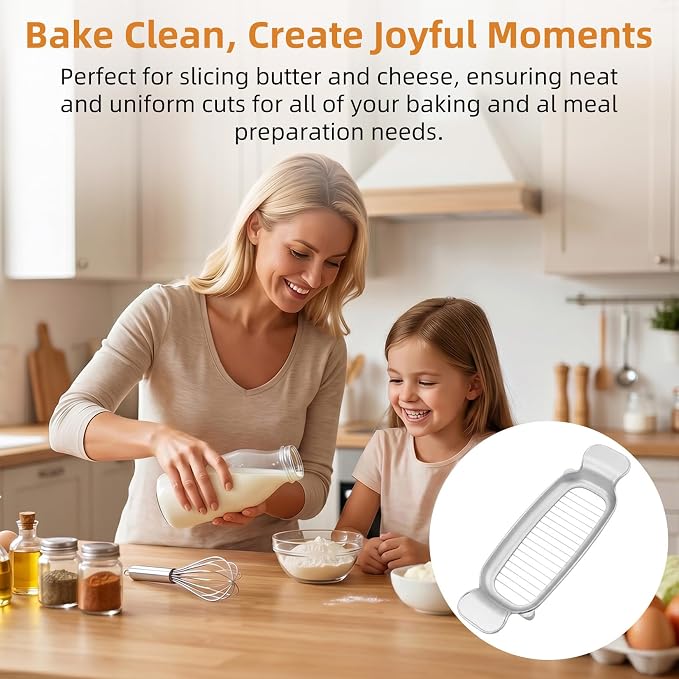 Butter & Cheese Slice Cutter - Stainless Steel Multipurpose Butter and Cheese Cutter Slicer for Evenly Slicing Butter Blocks, Cheeses, Eggs, Non-Stick,Compact & Portable for Home, BBQ, Camping
