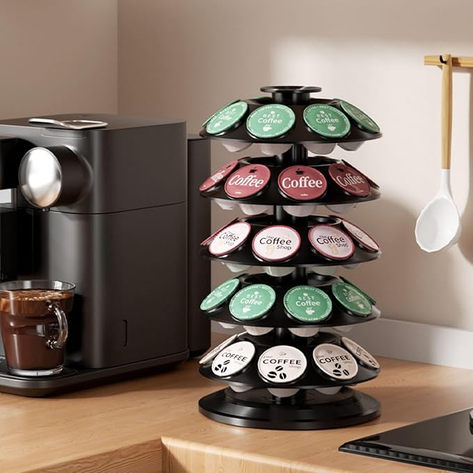 K Cup Holder, Coffee Pod Holder for Keurig Pods - 40 Capsule Spinning Organizer with 360ยฐ Turntable, Also Fits Nescafรฉ Dolce Gusto Pods, Space Saving for Kitchen Counter & Office