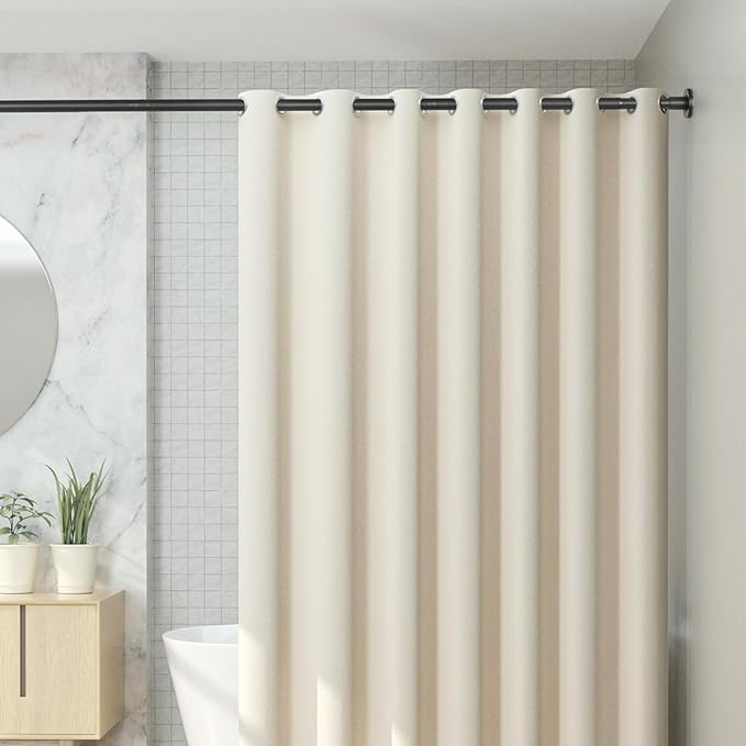 CorkLatta 2 Pack Black Shower Curtain Rod 31 to 80 Inch,1 Inch Diameter Adjustable Spring Tension Stainless Steel Telescopic Rod,Easy Install,No Rust