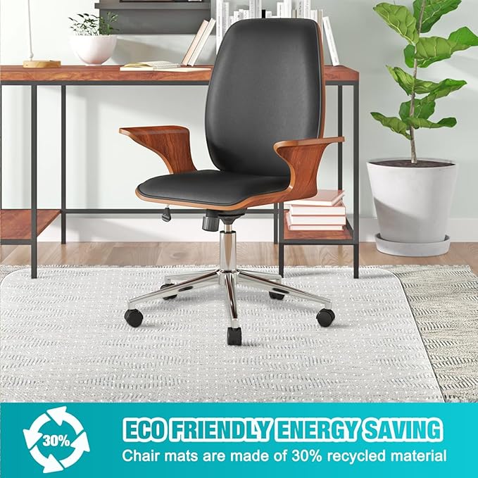 BesWin Office Chair Mat for Carpet, 36'' x 36'' Round Clear Floor Mat for Low and No Pile Carpeted Floors, Thick and Sturdy Carpet Protector for Work, Home, Gaming, Easy Glide Flat Without Curling