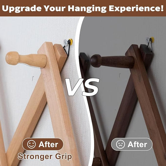 SCUNDA Wall Rack with 16 Hooks, Wooden Wall Expandable Coat Rack for Coat, Hats, Baseball Caps, Coffee Mug, Jewelry(Natural)