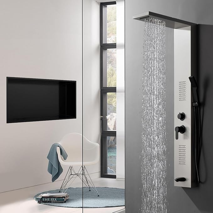 Shower Niche 24 x 12, Matte Black Stainless Steel Shower Niche Shelf Recessed for Bathroom Storage No Tile Needed Over Mount Installation