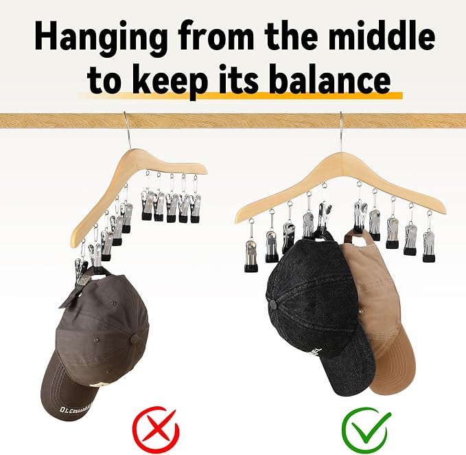 Legging Organizer for Closet, Wooden Yoga Pants Hangers 2 Pack with 10 Clips Holds 20 Leggings, Space Saving Hanging Closet Organizer, Closet Organizers and Storage, Dorm Room Organization