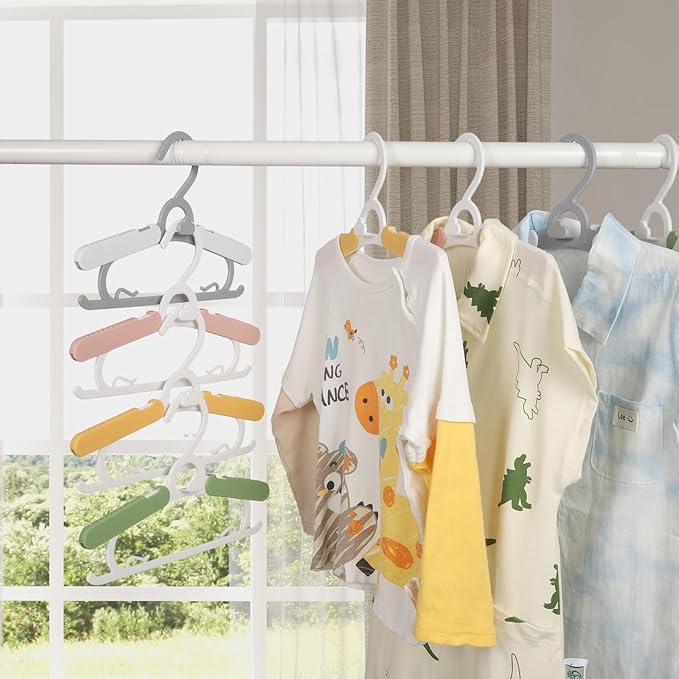 20 Pack Baby Clothes Hangers, 11-15" Adjustable Non-Slip Thickened Kid Hangers for Nursery Closet Toddlers Infant Children to Teenager (Multicolor)