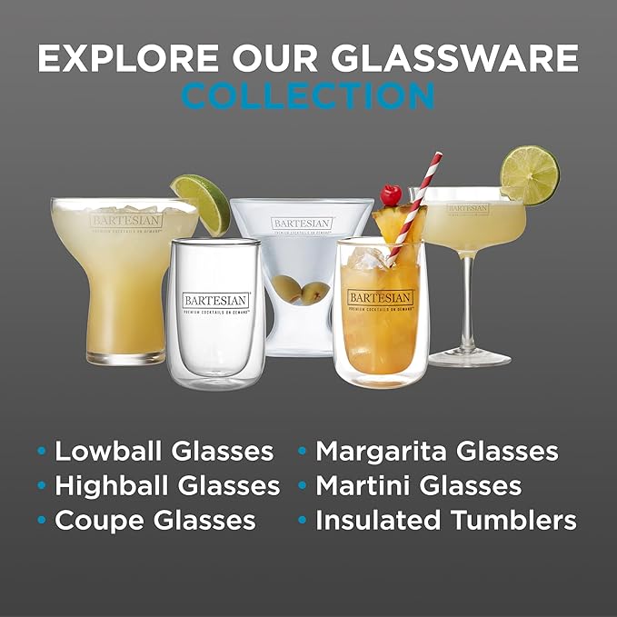 Bartesian Cocktail Glass Sets - Insulated Tumbler for Cocktails & Mocktails - Bar Glasses for Martini, Margarita, Pina Colada, Whiskey Sour, Old Fashioned - Set of 2