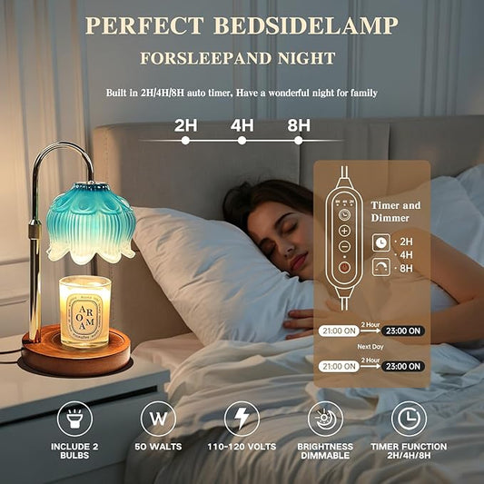 GEEZO Fragrance Candle Warmer Lamp,Electric Candle Warmer with Timer & Dimmer,Mom Christmas Birthday Gifts for Women, House Warming Gifts New Home Bedroom Decor