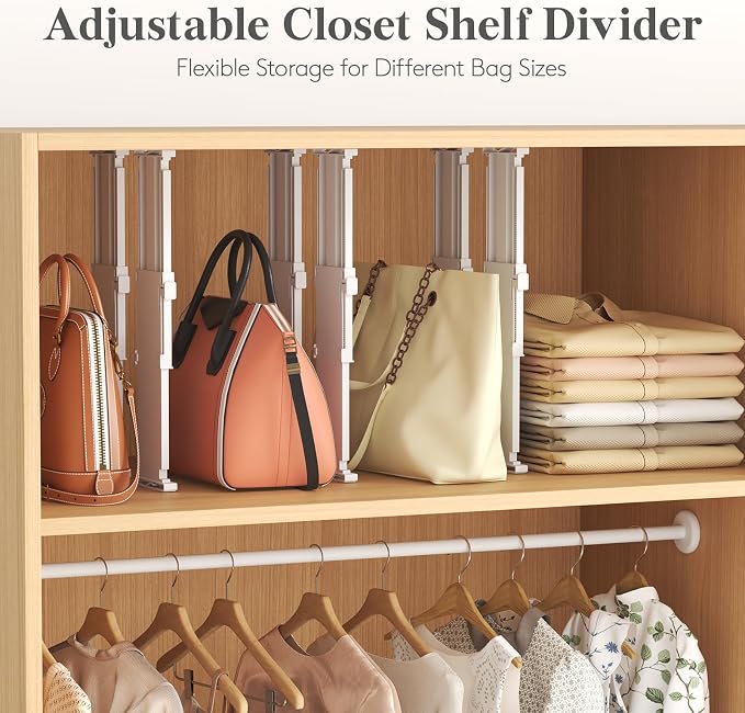 Lifewit 9 Pack Drawer Dividers for Clothes, 4" High 10.5"-16.5" Expandable Dresser Drawer Organizers, Adjustable White Plastic Separators for Kitchen, Cabinet, Nursery, Socks & Underwear Storage