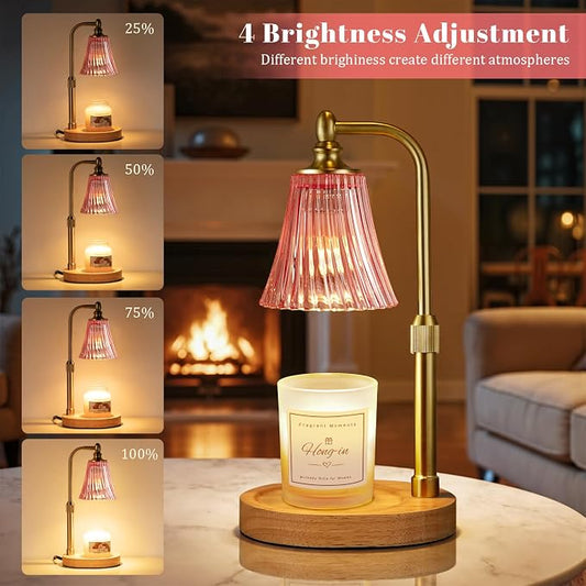 Hong-in Pink Candle Warmer Lamp with Timer Dimmable,Birthday Gifts for Women,Adjustable Height Wax Melt Warmer for Jar Candles,House Warming Gifts New Home,Ideal for Office,Dorm,Bedroom Home Decor