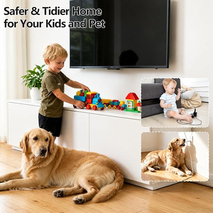 78" Silicone Cord Hider for Wall, Flexible Wire Cover for 1 Cord, Self-Adhesive TV Wire Hider for Wall, Cable Raceway Management for Desk, Home & Office, Safer for Kids & Pets, White