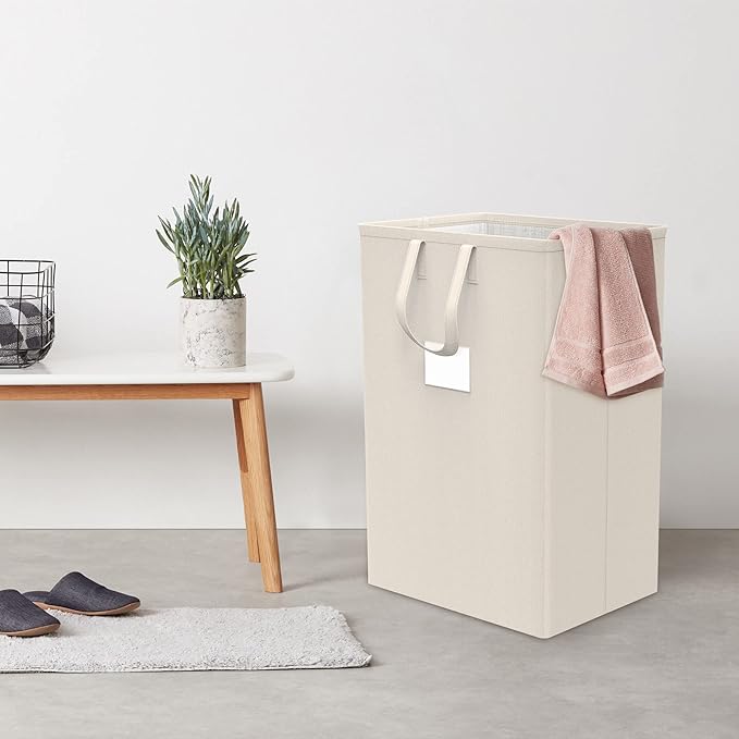 75L Large Laundry Hamper with Handles, Dirty Clothes Hamper for Bedroom Waterproof, Freestanding Tall Laundry Basket Waterproof, Hamper for Bedroom, Bathroom, Dorm, Toys Storage(Ivory)