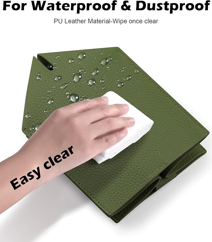 Tclouda Tissue Box Cover for PU Leather, Modern Simple Solid Color Holder Square Tissue Bag, Ideal for Bathrooms,Office,Car,Nightstand,Outdoor Tent,Dining Table,5"X5"X5", Single Green