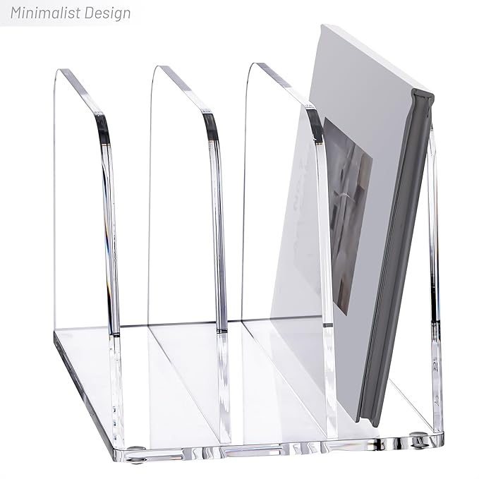 YUXUN Desk File Organizer,3-Section Vertical Clear Acrylic Desk Organizer File Holder Mail Sorter Office Organization for Office Home &Classroom(B5)