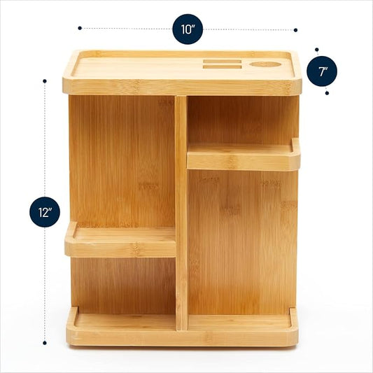 RoyalHouse Bamboo 360 Degree Rotating Makeup Organizer, Display Cosmetic Organizer, Multi-Function Storage for Makeup Desk, Bathroom, Bedroom, Closet, and Toiletries (Pack of 2)
