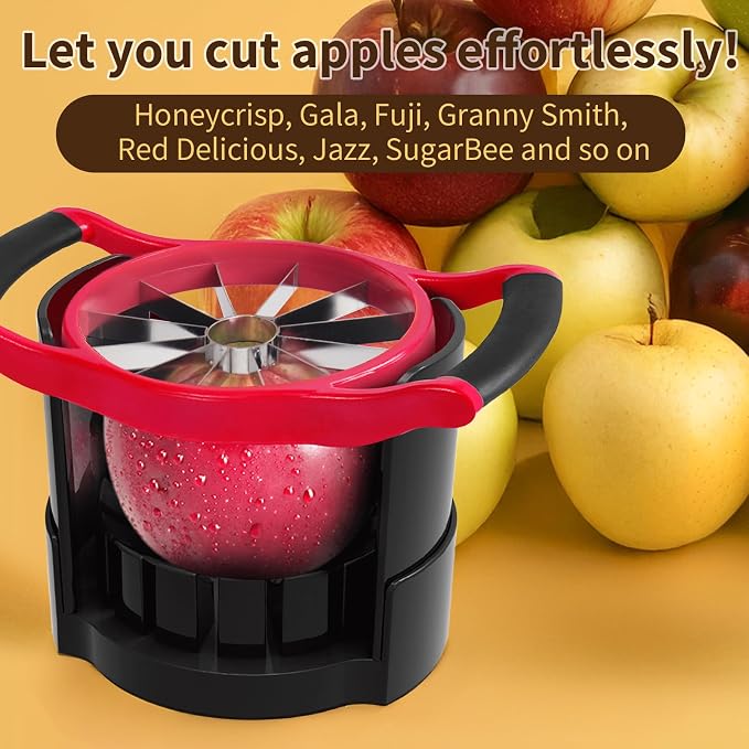 Newness 5.12 In Large Apple Slicer, Cut 12 Thin Slices All the Way Through, HEAVY - DUTY Stainless Steel Apple Corer & Slicer for Fruits & Vegetables - Dishwasher Safe