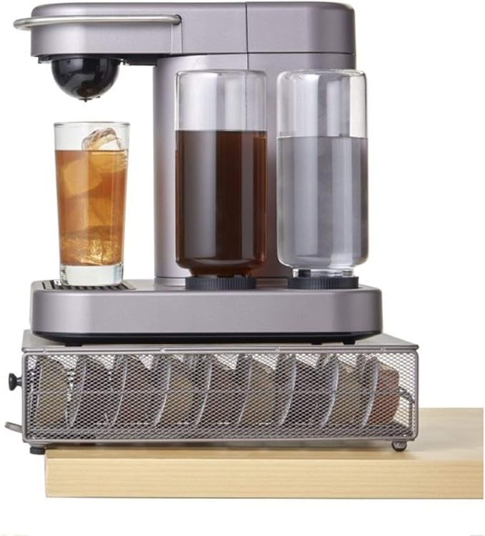Nifty Cocktail Beverage Bartesian Capsule Drawer – Holds up to 36 Capsule Pods, Smooth Glide Rolling Drawer, Silver, Countertop Bar Organizer