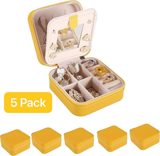 KElofoN Travel jewelry case Travel jewelry box Travel Jewelry Organizer Small Jewelry Organizer Box for Girls Women with Mirror (Yellow-5)