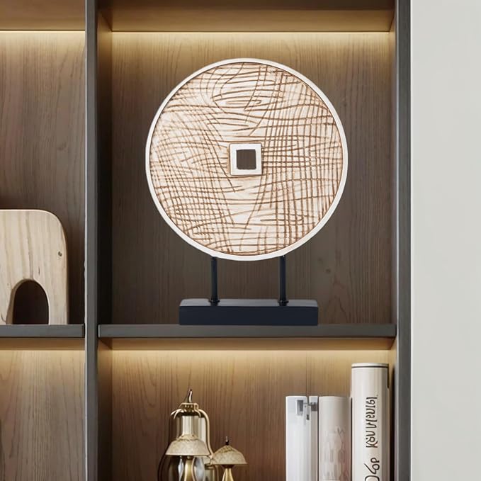 Round Sculpture Decorative Objects Shelf Decor Aesthetic Home Decor Items Accents for Living Room Console Table Decorations (White)
