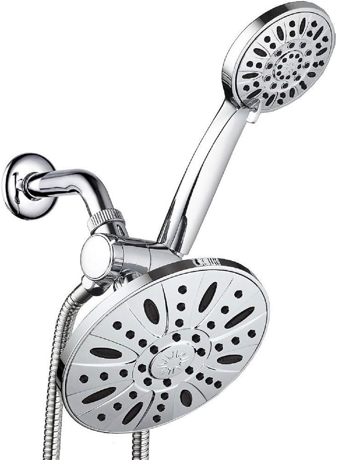 AquaDance 7" Premium High Pressure 3-Way Rainfall Combo Combines The Best of Both Worlds-Enjoy Luxurious Rain Showerhead and 6-Setting Hand Held Shower Separately or Together, Chrome