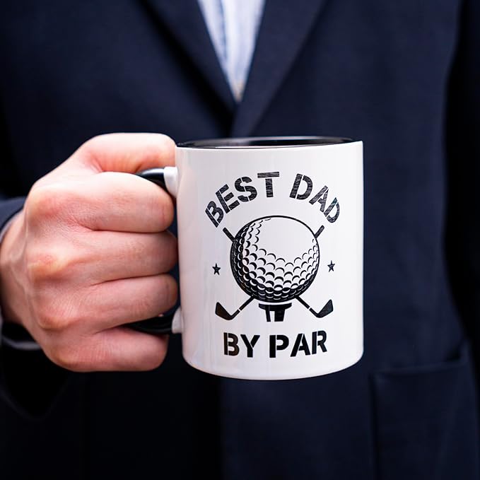 Golf Gifts for Dad 11oz Ceramic Mug, Best Dad by Par Mug, Funny Golf Gift for Men, Husband, Gifts for Father’s Day, Birthday (Design 1)
