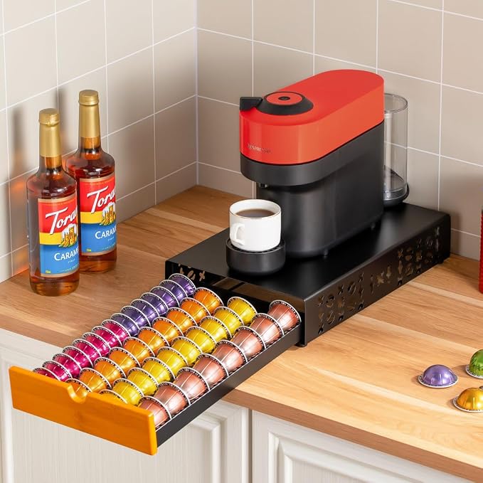FlagShip for Vertuo Pod Holder Coffee Pod Storage for Nespresso Pod Black Metal Fits All Size Vertuo Pods