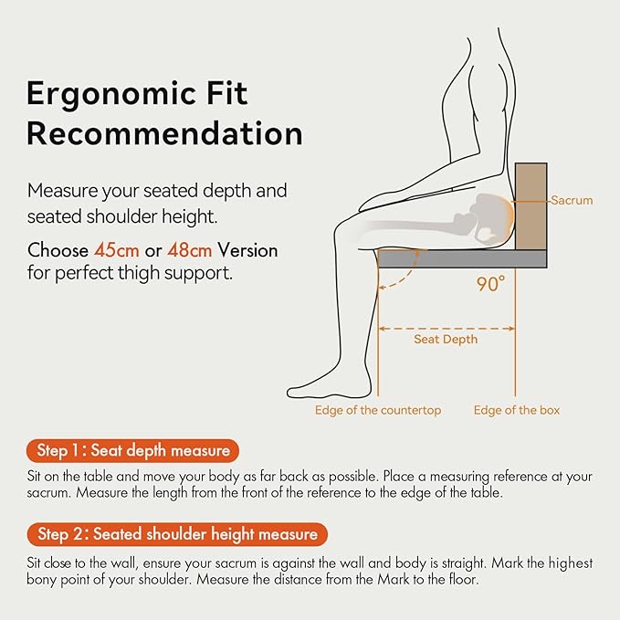 LiberNovo Dynamic Ergonomic Desk Chair + StepSync Footrest Bundle - Comfy Home Office Chair with Adaptive Lumbar Support, 160° Recline & Built-in Spine Stretch, Gray+48cm