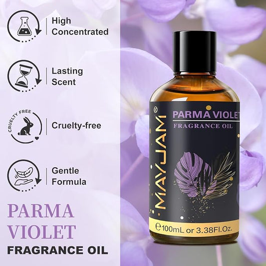 MAYJAM 100ML/3.38FL.OZ Parma Violet Fragrance Oils with Glass Dropper, Essential Oils for Diffusers for Home, Long Lasting Scented Oils for Diffusers Soap Candle Making