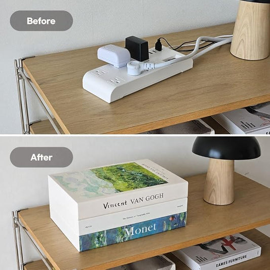 Book Shape Decorative Cable Management Box - Expandable Cable Organizer Box with Magnetic Closure for Home & Office (Gogh Monet, Large Set)