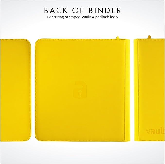 Vault X 12 XL Pocket Zip Binder, 624 Cards, Exo-Tec Material, 26 Side-Loading Pages (Yellow)