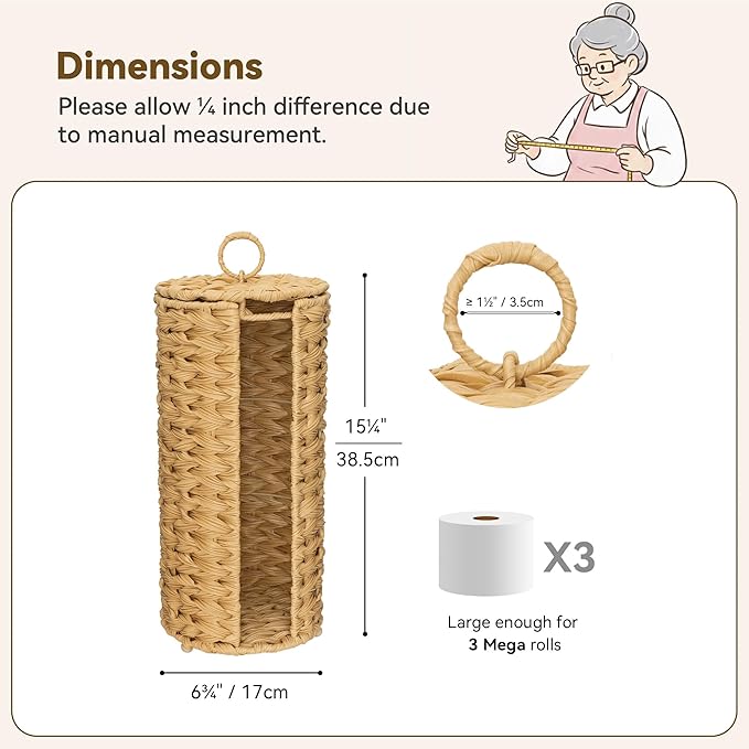 GRANNY SAYS Toilet Paper Storage Stand, Toilet Paper Holder Stand with Storage, Bathroom Tissue Holder, Freestanding Roll Stand, Waterproof Organizer for Bathroom
