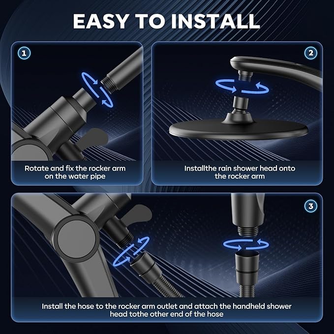 Shower Head with filtered Handheld High Pressure daul Shower Heads with Handheld Spray Combo and 10 Sprays Handheld Shower Head Detachable Shower head Built-in Magnetic Docking and Power Jets Black