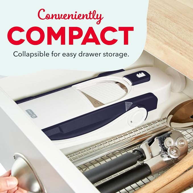 DASH Safe Slice Mandoline for Vegetables, Meal Prep & More with 30+ Presets & Thickness Adjuster, Midnight Navy