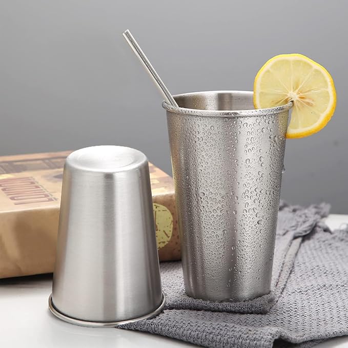 12 Pack 16oz Stainless Steel Pint Cup,Healthy Unbreakable and Stackable,Metal Drinking Glasses,Beer Glasses