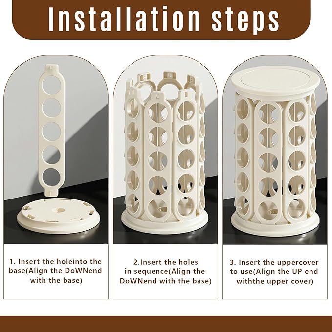 K Cup Holder, Coffee Pod Storage Carousel Holder Organizer Compatible with 40 Keurig K-Cup Pods, Home or Office Kitchen Counter Organizer(White)