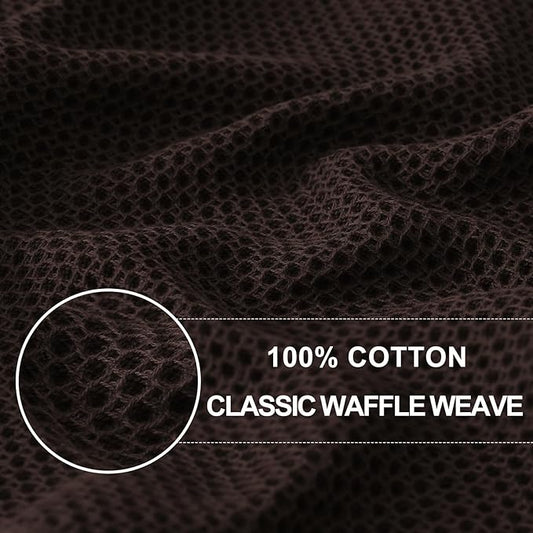 Homaxy 100% Cotton Waffle Weave Kitchen Dish Towels, Ultra Soft Absorbent Quick Drying Cleaning Towel, 13 x 28 Inches, 24-Pack, Dark Brown