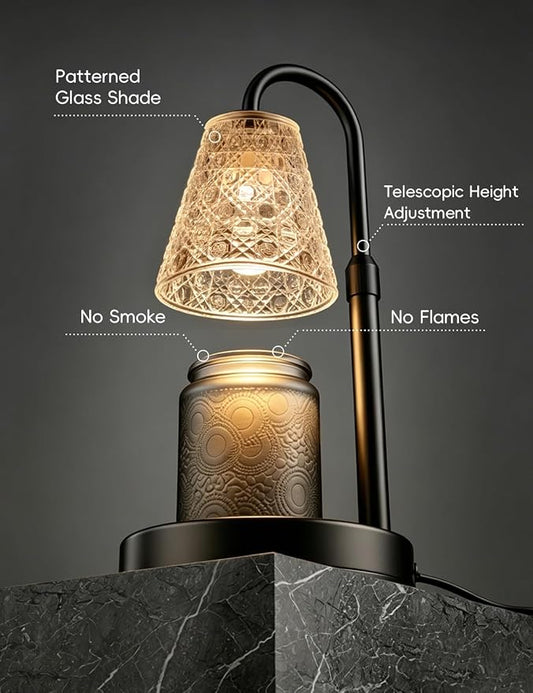 Candle Warmer Lamp with Timer Dimmable, Birthday Gifts for Women Mom, House Warming Gifts New Home Decor, Wax Melt Warmer for Jar Candles with 2 Bulbs, Black