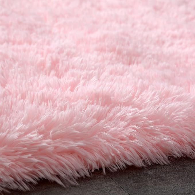 Shag Area Rugs for Bedroom Living Room,6X9 Ultra Soft Fluffy Area Rugs for Dorm,Indoor Carpet Plush Rugs for Home Decor, Pink