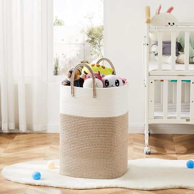 Artfeel Laundry Basket,Woven Cotton Rope Laundry Hamper,40L Versatile Storage for Dirty Clothes,Baby Toys,and Blankets in Bathroom, Nursery,and Living Room