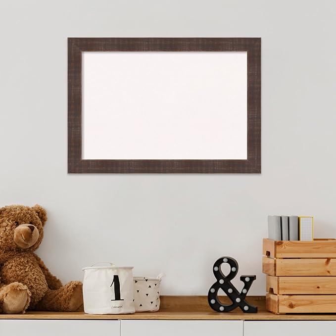 Amanti Art White Cork Board for Wall, 14x20 Vision Board with Brown Wood Frame, Small Corkboard Office Decor for Home Organization, Country Rustic Corkboard Pinboard to Display Items for Home
