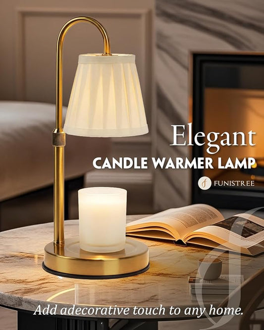 Modern Candle Warmer Lamp with Timer, Dimmable Candle Lamp Warmer, Fabric Candle Warmer, Mothers Day Birthday Gifts for Women, Height Adjustable Candle Light,Cozy Living Room Bedroom Home Decor