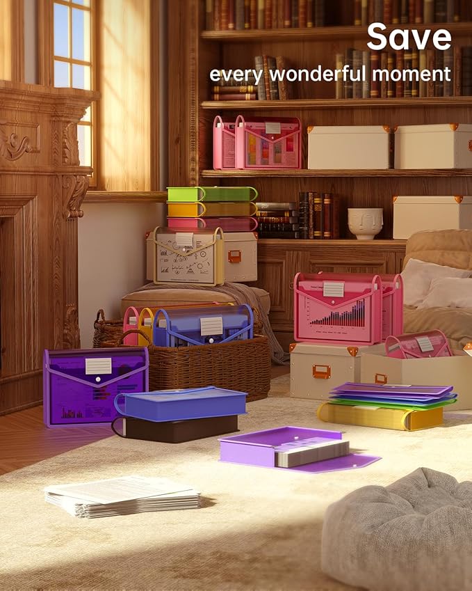 XingDuing 3 Pack Plastic Expanding File Folder, Transparent envelopes with Snap Closure, Fit Legal/B4 Size for School/Office/Home/Hospital, No Dividers, Large Capacity-3 Colors
