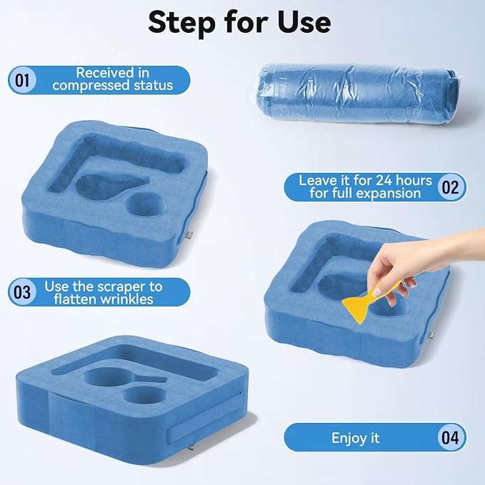 Couch Cup Holder Pillow, Sofa and Bed Organizer Caddy for iPad, Kindle, Switch, Game Controller, Remotes, Phones, Small-Sized Cup & Drink Holder for Couch, Bed, Desk, Car, Desk, Beach, Blue
