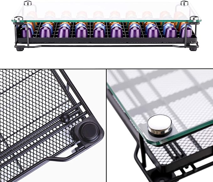Coffee Pod Storage Holder Capsules Originaline Drawer Organizer, Crystal Tempered Glass (60 pods)