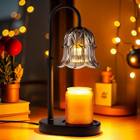 Candle Warmer Lamp Adjustable Timer Electric- Gray Flower Shaped Wax Melting Lamp