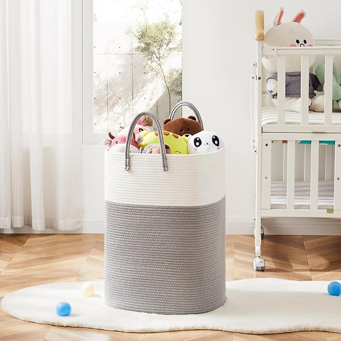 Artfeel Laundry Basket,Woven Cotton Rope Laundry Hamper,60L Versatile Storage for Dirty Clothes,Baby Toys,and Blankets in Bathroom, Nursery,and Living Room