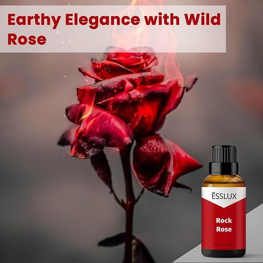 Rock Rose Fragrance Oil, ESSLUX Aromatherapy Essential Floral Scented Oils for Home for Diffuser, Massage, Soap, Candle Making Scents, Perfume, Humidifier, 30 ml